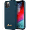 Guess GUHCP12LLSLMGBL iPhone 12 Pro Max 6,7" Kék Metal Logo Script Keménytok (GUE831BLU)