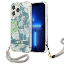 Guess GUHCP13XHFLSN iPhone 13 Pro Max 6,7&quot; zöld virágos keménytok szíjjal tok és táska
