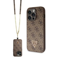 Guess GUHCP14LP4TDSCPW tok iPhone 14 Pro - barna Crossbody 4G fém logó tok és táska