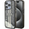 Guess GUHCP15LLFCSEGK iPhone 15 Pro 6.1" Fekete Keménytok Liquid Glitter Gold Stripes (GSM180439)