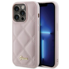 Guess GUHCP15LPSQSQSP Quilted Metal Logo tok iPhone 15 Pro - rózsaszín tok és táska
