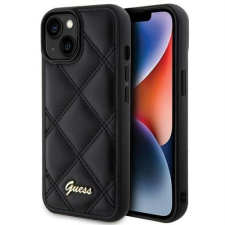 Guess GUHCP15SPSQSQSK Quilted Metal Logo tok iPhone 13 / 14 / 15 - fekete tok és táska