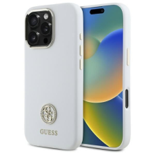 Guess GUHCP16LM4DGPH Silicone Logo Strass 4G keménytok iPhone 16 Pro - fehér tok és táska