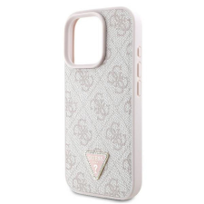 Guess GUHCP16LP4TDPP PU Leather 4G Triangle Strass tok iPhone 16 Pro - rózsaszín tok és táska