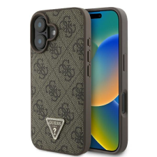 Guess GUHCP16MP4TDPW Leather 4G Triangle Strass keménytok iPhone 16 Plus - barna tok és táska