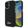 Guess GUHCP16MSMBSLK iPhone 16 Plus 6.7" fekete keménytok szilikon script fém logó és keret