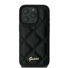 Guess GUHCP16SPSQSQSK Quiled Metal Logo keménytok iPhone 16 - fekete tok és táska