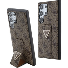 Guess GUHCS24LPGS4TDW S24 Ultra S928 Barna Keménytok Grip Stand 4G Triangle Strass (GUHCS24LPGS4TDW) tok és táska