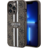 Guess GUHMP13LP4RPSW iPhone 13 Pro / 13 6.1" Barna Keménytok 4G Nyomtatott Csíkok Magsafe (GUE2548)