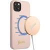 Guess GUHMP13MLSLMGLP iPhone 13 6.1" Világos Rózsaszín Keménytok Szilikon Script Arany Logó Magsafe (3666339037130)