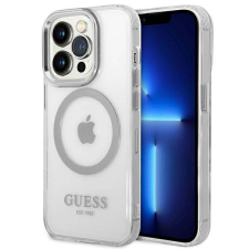 Guess GUHMP14LHTRMS iPhone 14 Pro 6,1&quot; ezüst keménytok fémkontúrú Magsafe tok tok és táska