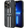 Guess GUHMP14LP4RPSK iPhone 14 Pro 6.1" Fekete/Arany Keménytok 4G Nyomtatott Csíkos Magsafe Tok 4G (GUE2555)
