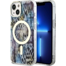 Guess GUHMP14SHLEOPWWB iPhone 14 6.1" Kék Keménytok Leopard Magsafe (GUHMP14SHLEOPWB) tok és táska