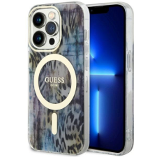 Guess GUHMP14XHLEOPWWB iPhone 14 Pro Max 6.7" kék keménytok Leopard MagSafe tok és táska