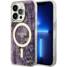 Guess GUHMP14XHLEOPWWP iPhone 14 Pro Max 6.7" Rózsaszín Keménytok Leopard Magsafe (GUHMP14XHLEOPWP) tok és táska