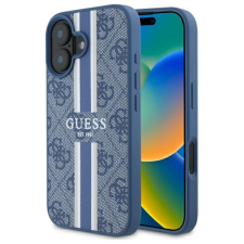 Guess GUHMP16SP4RPSB 4G Printed Stripes MagSafe keménytok iPhone 16 - kék tok és táska