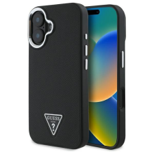 Guess GUHMP16SPGTSPSK Grained Triangle MagSafe keménytok iPhone 16 - fekete tok és táska