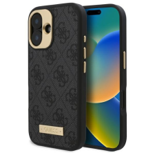 Guess GUHMP16SU4GPRK 4G Logo Plate MagSafe keménytok iPhone 16 - fekete tok és táska