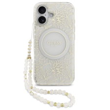 Guess IML Flowers Allover Strap Apple iPhone 17 MagSafe hátlap tok, fehér tok és táska