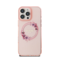 Guess IML Flowers Ring Apple iPhone 16 Pro Magsafe kompatibilis hátlap tok, rózsaszín tok és táska
