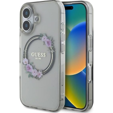 Guess IML Flowers Wreath iPhone 16 MagSafe kemény hátlap tok, fekete GUHMP16SHFWFCK (GUHMP16SHFWFCK) tok és táska