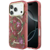 Guess IML Glitter Blossom Roses Apple iPhone 18 Pro / iPhone 17 Pro tok, MagSafe, csillámos, rózsa minta, burgundi