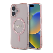 Guess IML Glitter Circle iPhone 16 MagSafe hátlap tok, rózsaszín GUHMP16SHFGEREP tok és táska