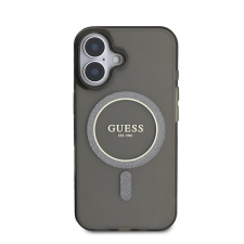 Guess IML Glitter Ring Apple iPhone 16 Magsafe kompatibilis hátlap tok, fekete tok és táska