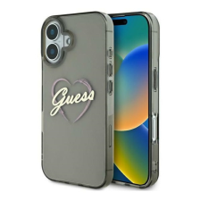 Guess IML Heart iPhone 16 Plus kemény hátlap tok, fekete GUHCP16MHCHGSPK tok és táska