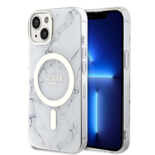 Guess IML Marble iPhone 13 MagSafe hátlap tok, fehér tok és táska