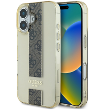 Guess IML Middle 4G Stripe iPhone 16 kemény hátlap tok, barna tok és táska