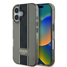 Guess IML Middle 4G Stripe iPhone 16 kemény hátlap tok, fekete tok és táska