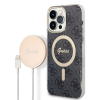 Guess iPhone 14 Pro (6,1") hátlap tok töltővel, MagSafe, fekete, GUESS, BUGUHMP14LH4EACSK