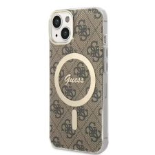 Guess iPhone 14 Pro hátlap tok, MagSafe kompatibilis, Mag Cover, barna, GUESS, GUHMP14LH4STW tok és táska