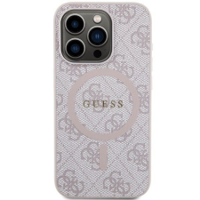 Guess iPhone 14 Pro tok, MagSafe GUHMP14LG4GFRP (4G Ring classic logo) - pink tok és táska