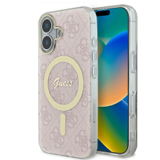 Guess IPhone 16 tok - Guess IML 4G MagSafe (GUHMP16SH4STP) - rózsaszín tok és táska
