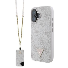 Guess Leather Metal Logo Strass Crossbody tok iPhone 16 - rózsaszín tok és táska