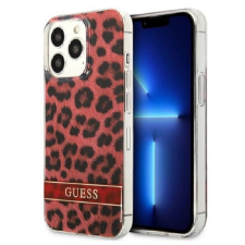 Guess Leopard Electro Stripe Apple iPhone 13 Pro Szilikon Tok - Piros tok és táska