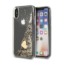 Guess Liquid Glitter Charms Apple iPhone Xs/X Szilikon Tok - Átlátszó/Arany tok és táska
