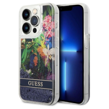 Guess Liquid Glitter Flower Apple iPhone 14 Pro Max Tok - Kék/Mintás tok és táska