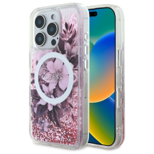 Guess Liquid Glitter Flower MagSafe iPhone 16 Pro tok - rózsaszín tok és táska
