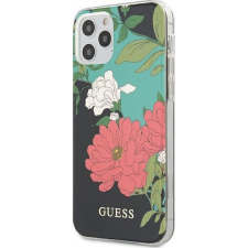 Guess PC/TPU Flower Apple iPhone 12 Pro Max hátlap tok, fekete (111507) tok és táska