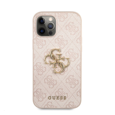 Guess PU 4G Metal Logo Apple iPhone 12/12 Pro hátlap tok, rózsaszín tok és táska