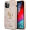 Guess PU 4G Metal Logo Apple iPhone 12/12 Pro hátlap tok, rózsaszín (GUE1195PNK)