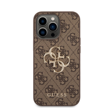 Guess PU 4G Metal Logo Apple iPhone 14 Pro Max hátlap tok, barna tok és táska