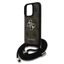 Guess PU 4G Metal Logo Apple iPhone 16 Pro hátlap tok keresztpánttal szürke tok és táska