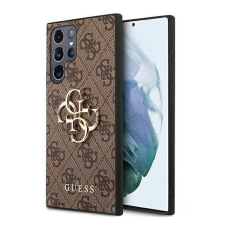 Guess PU 4G Metal Logo Samsung Galaxy S22 Ultra hátlap tok, barna tok és táska