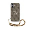 Guess PU 4G Metal Logo Strap Zadní Kryt pro iPhone 17 Brown