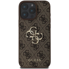 Guess PU 4G Metal Logo Zadní Kryt pro iPhone 16 Pro Max Brown mobiltelefon kellék