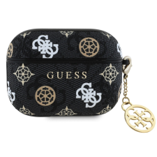Guess PU 4G Peony Charm Apple AirPods Pro tok, fekete fülhallgató, fejhallgató tok